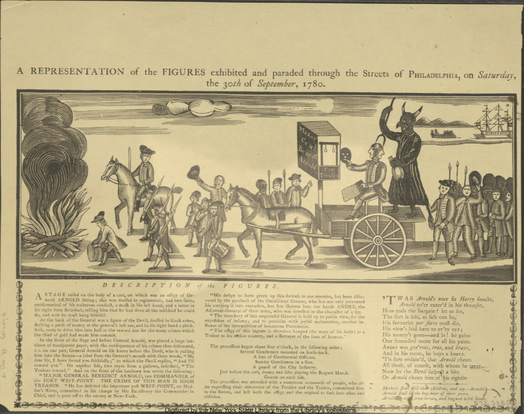 A Representation of the Figures Exhibited and Paraded through the Streets of Philadelphia pertaining to Benedict Arnold-1780-American Revolution