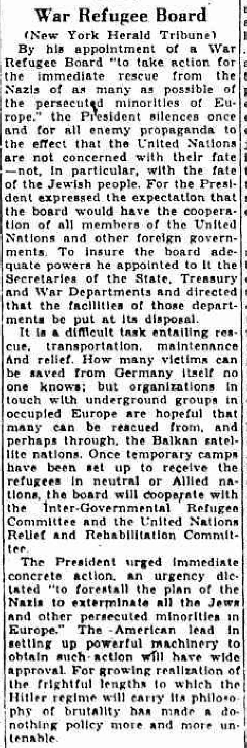 War Refugee Board War Refugee Board