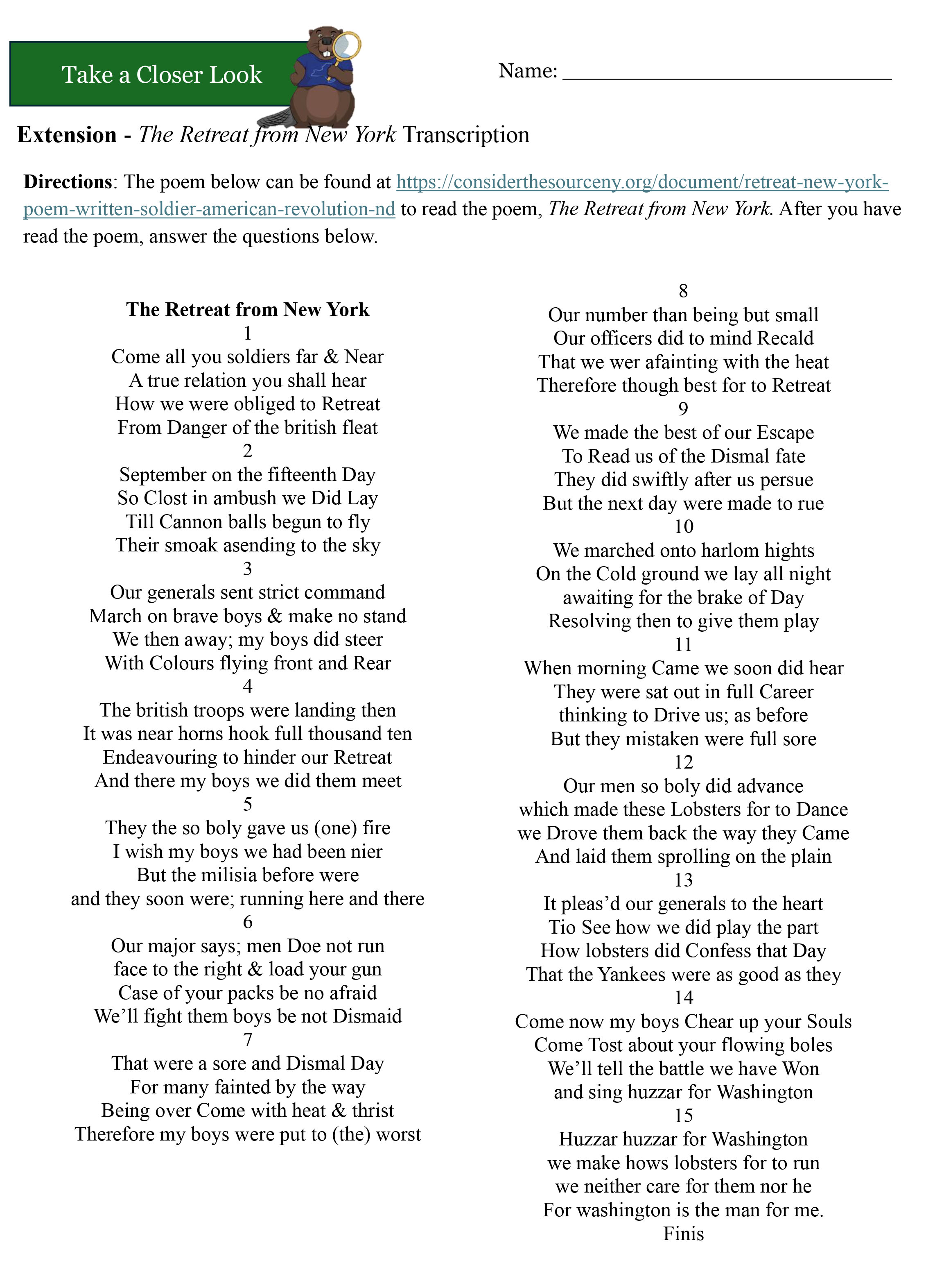 Retreat from New York Poem
