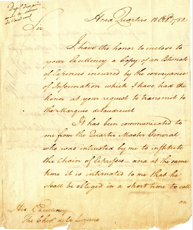 Letter, 18 October 1782-George Washington-American Revolution