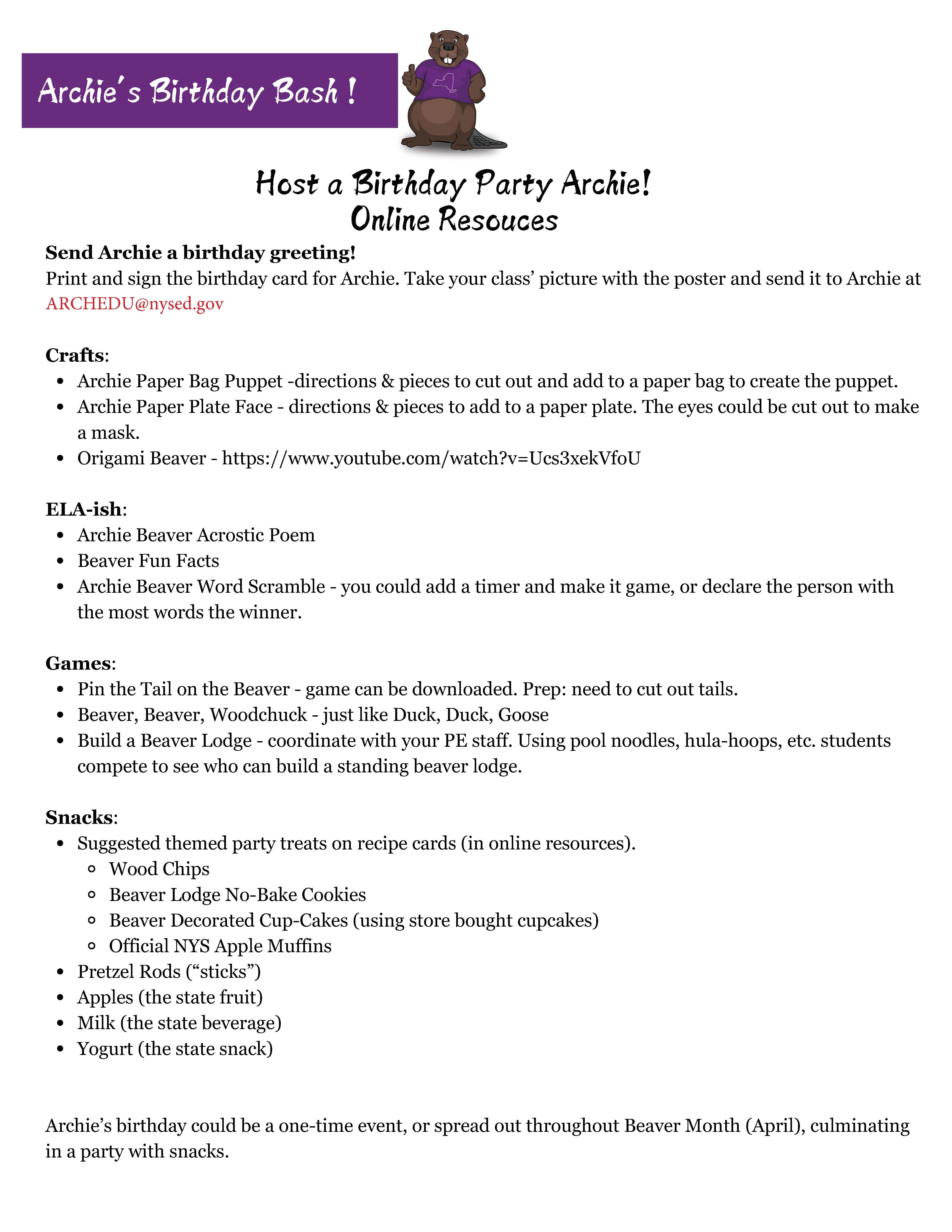 Archie Birthday Bash