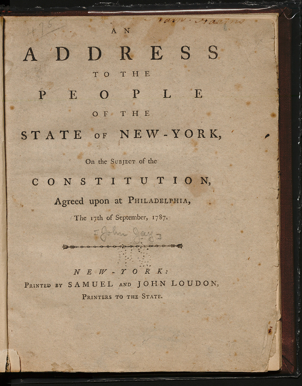 An Address to the People of New York on the Subject of the Constitution