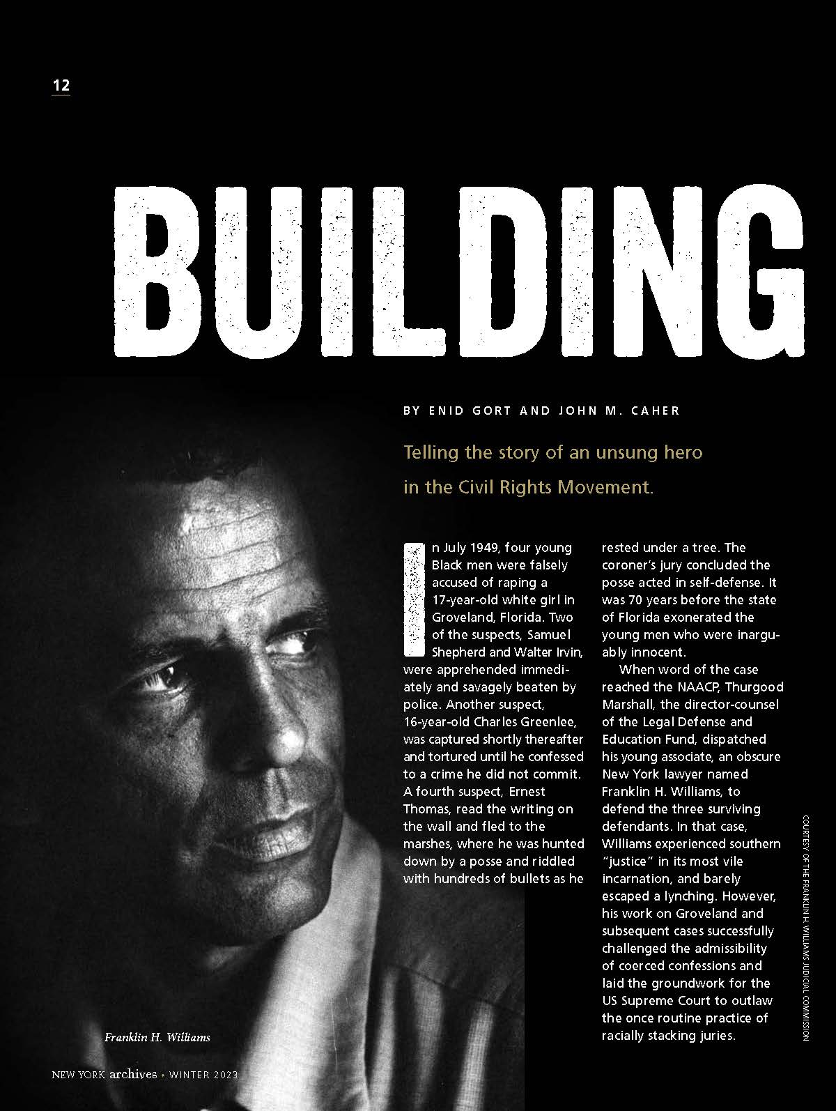 Cover Page of Building a Bridge Article