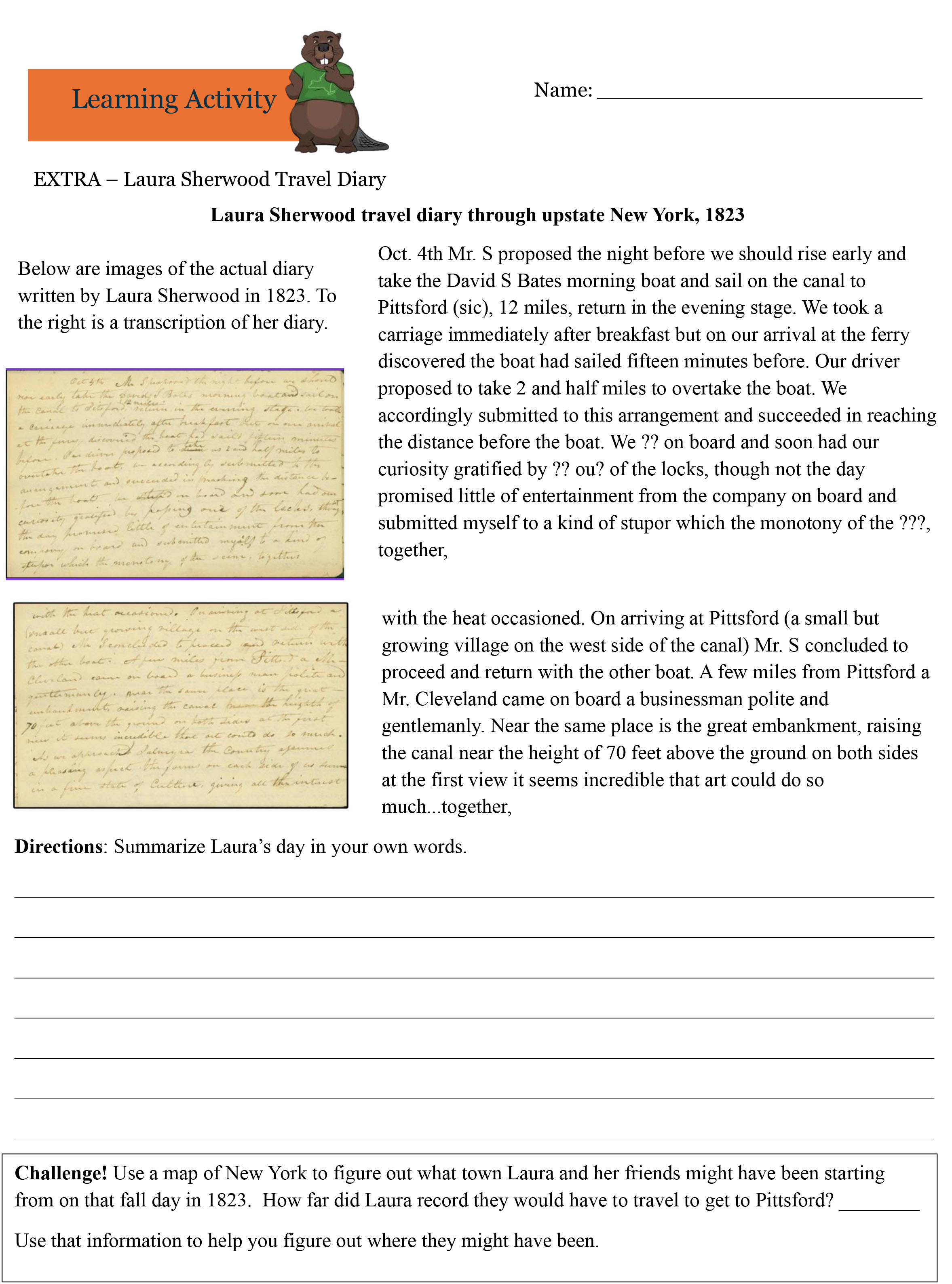 Travel Diary Activity