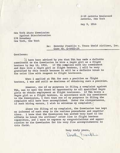 Letter from Dorothy Franklin to SCAD Withdrawing her Complaint