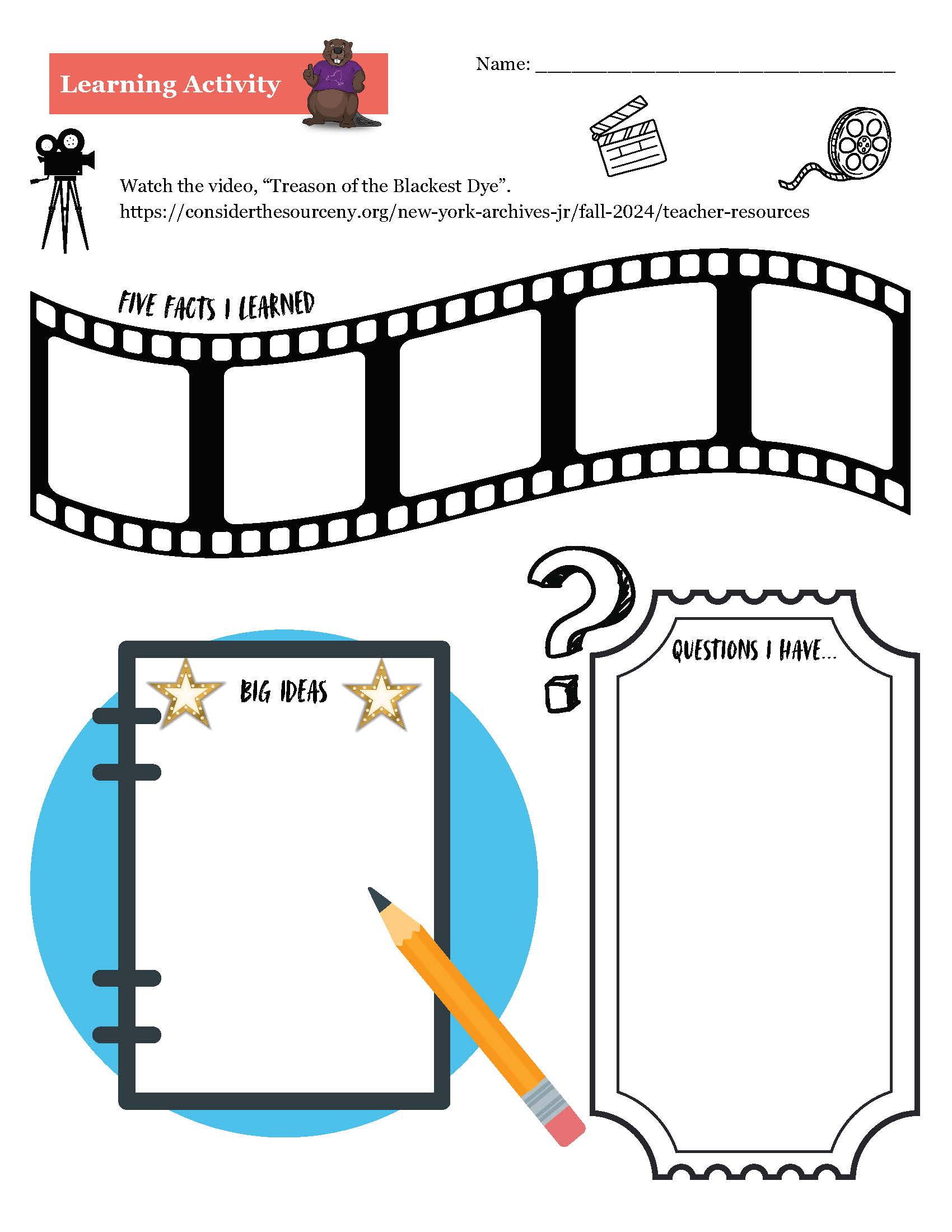 Treason of the Blackest Dye Video Worksheet