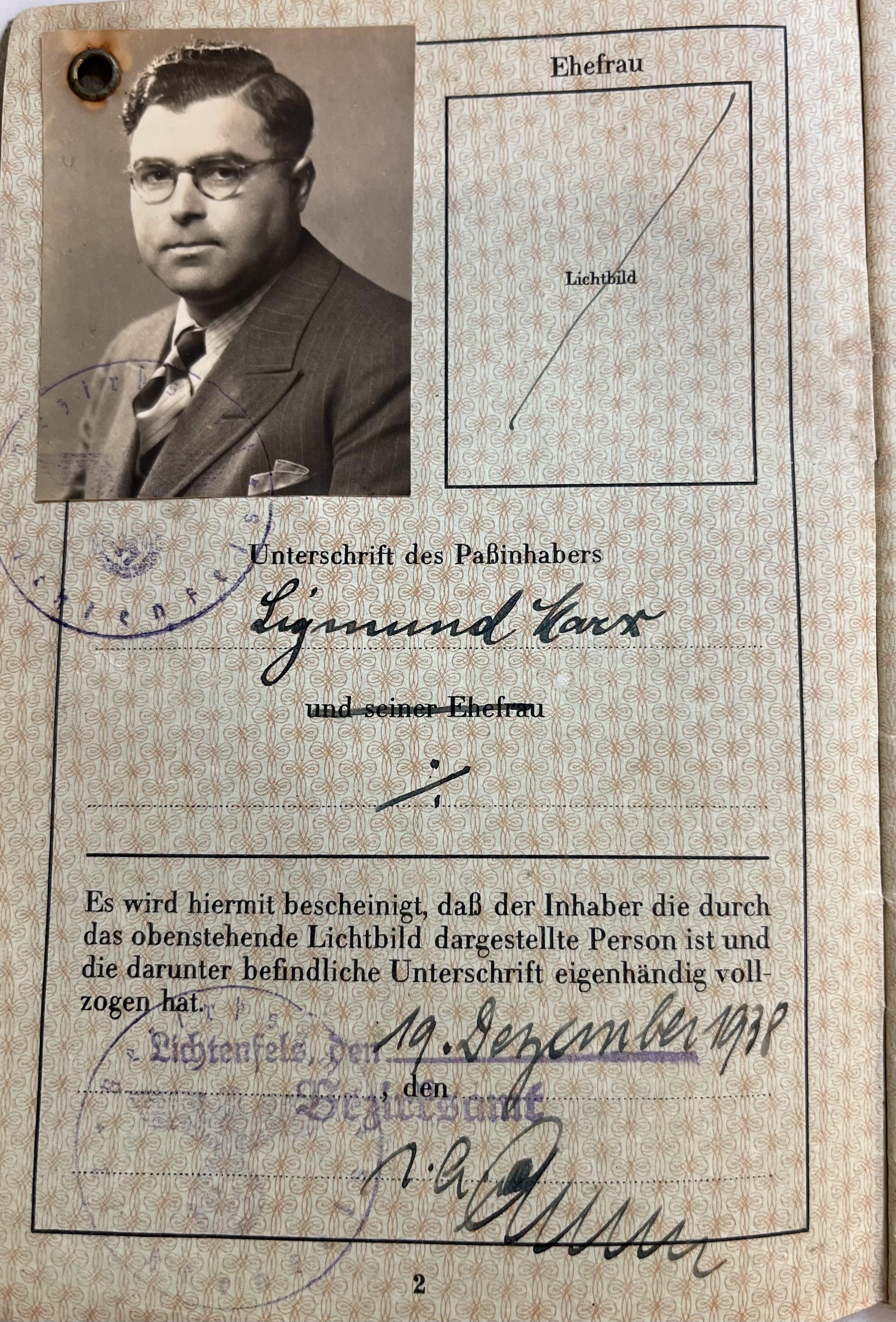 Sigmund Marx Passport