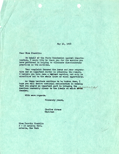 Letter from Abrams to Franklin