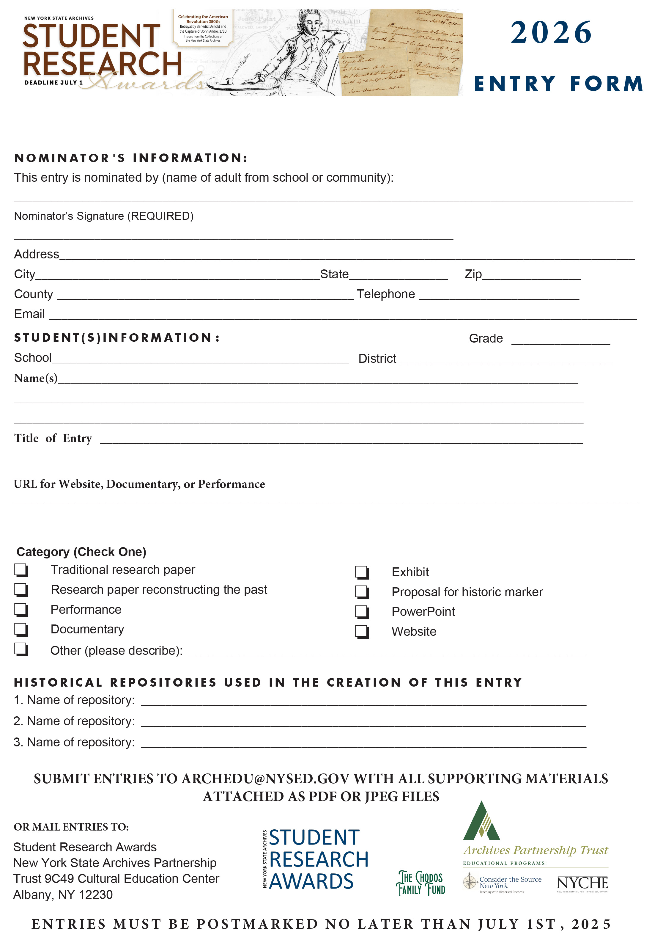 Student Research Awards Entry Form