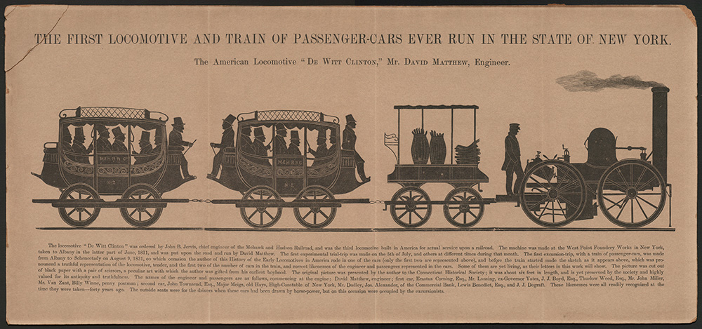 First Locomotive and Train of Passenger Cars Ever Run in the State of New York