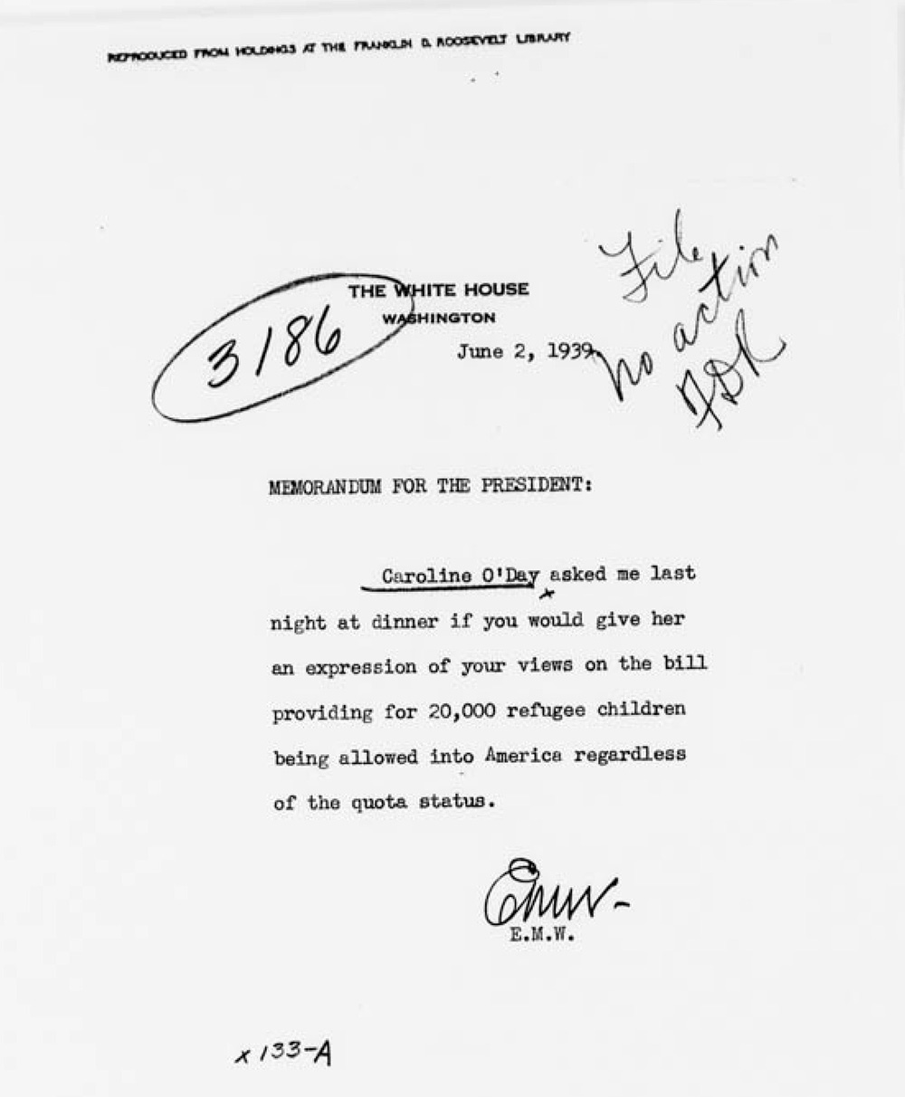 FDR No Action Wagner Rogers Bill FDR No Action Wagner Rogers Bill