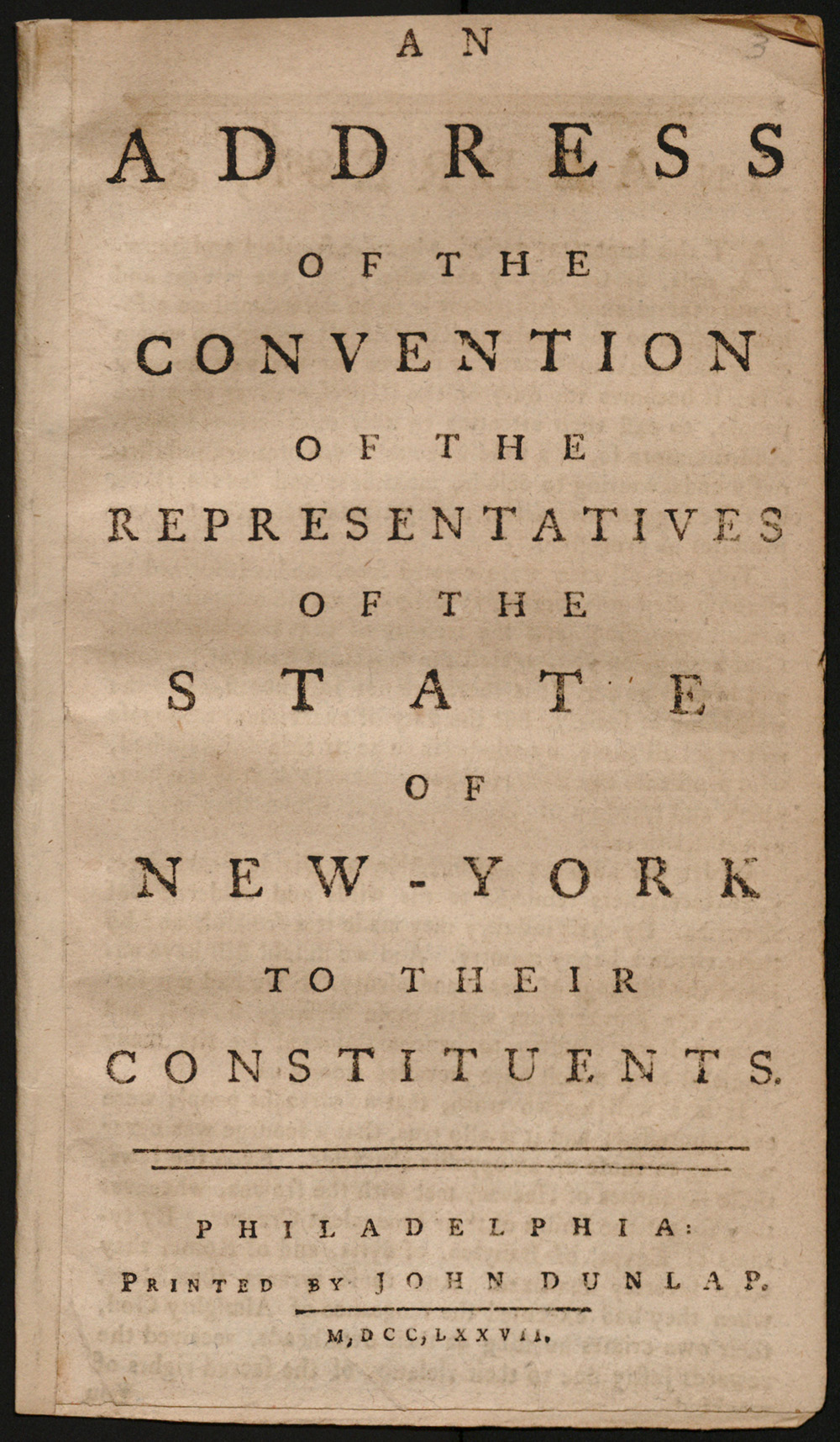 An Address of the Convention of the Representatives of the State of New York to their Constituents