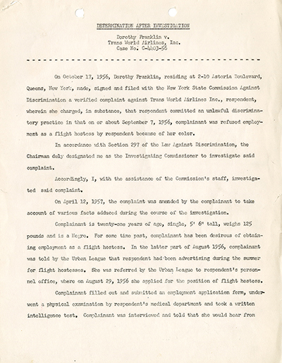 Determination made by SCAD in the Dorothy Franklin Case