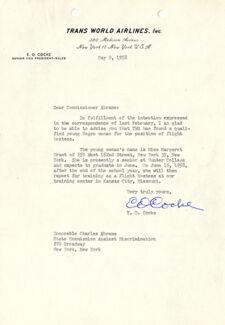 Letter from TWA to SCAD