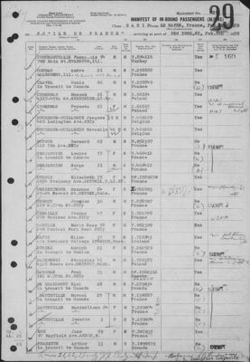 Page from ship manifest