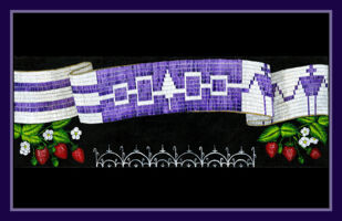 Wave Belt showing a wampum belt on black background