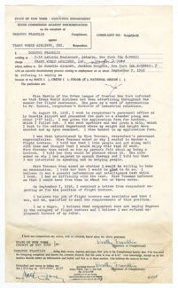 Complaint filed by Dorothy Franklin through the New York State Commission Against Discrimination